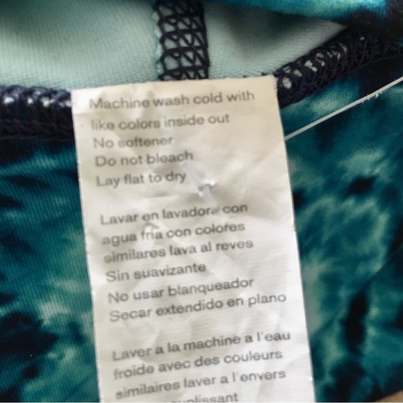 Fabletics Tie-Dye Leggings, High Waist, Powerflex 7/8, Length, Navy, Aqua, Small - Picture 9 of 16